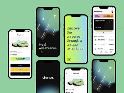 Chance / Mobile App agency app brand card branding card cards credit card dark mode design design studio glassy gradients ios mobile app product design typography ui ux wallet