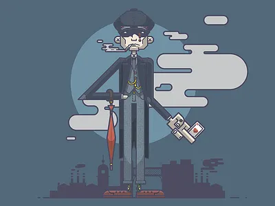 Thomas Shelby of the Peaky Blinders ace birmingham hat illustration line art peaky blinders razors shelby smoke uk umbrella