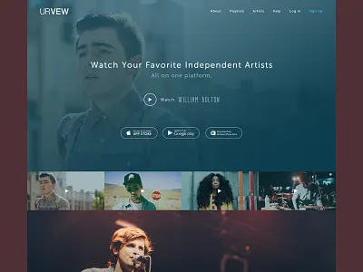 Music Landing Page android gradient header iphone landing page music preview video website windows