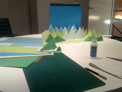 Building the set animation cardboard craft low poly papercraft stop motion