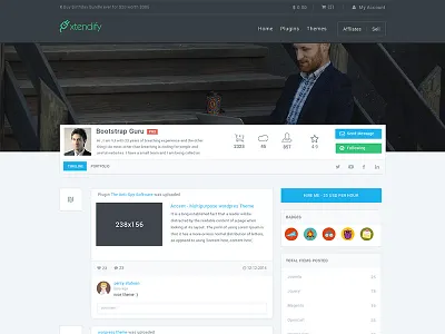 Author Bio Page author bio bootstrap digital market place flat market modern portfolio timeline