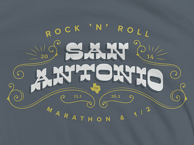 R 'n' R Marathon San Antonio lettering marathon print running shirt tee texas tshirt