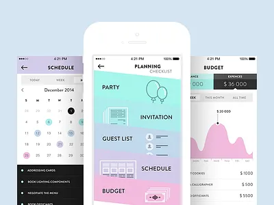 Wedding Planner app appdesign design flat flatdesign interface ios mobile planner ui ux wedding