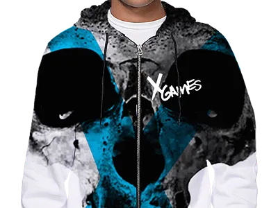 Blue Hoodie Mens hoodie script skull