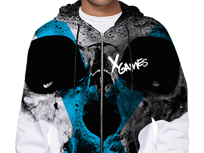 Blue Hoodie Mens hoodie script skull