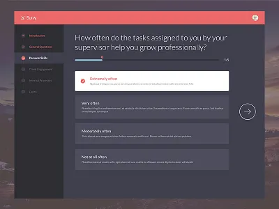 Survey Tool bar clean flat progress survey tool ui ux