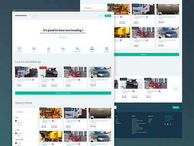 Homepage layout auction contrast flat homepage items layout minimal minimalistic