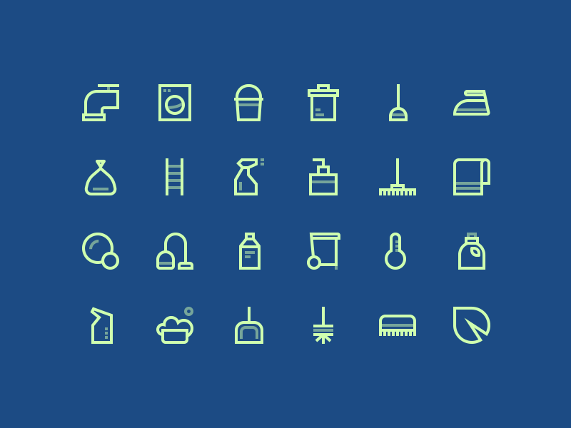 Cleaning Icons bucket cleaning detergent icons leaf plunger tap towel trash vacuum washer