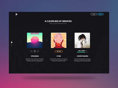 Bitzik - New Landing page (slide 2) bitcoin bitzik dark flat landing music