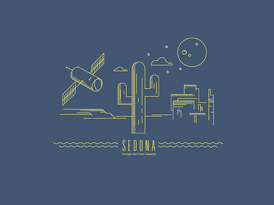 Design + Data Summit in Sedona cactus data desert design doodle illustration line art mesas satellite science space