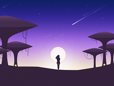 Dream&Dream dream illustration purple sky star tree