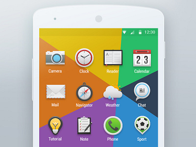 Icons for Android Launcher android best bright calendar cam clean colors icon mail mobile ui ux