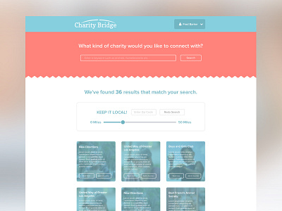 Charity Bridge Search Results charity search ui website