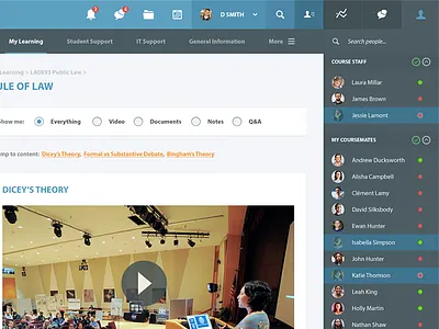 eLearning Platform chat dashboard discussion e learning education feed intranet learning navigation ui ux