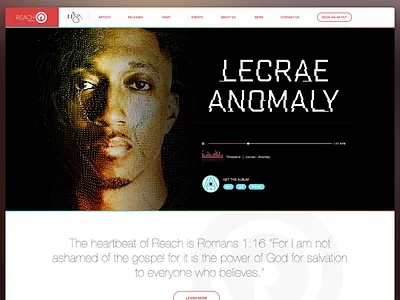 Reach Records - Homepage app homepage landing media site ui ux website