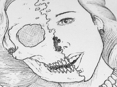 Sketch illustration pencil portrait sketch sketchbook skull two face woman