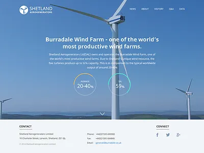 Shetland Aerogenerators landing one page scrollinging web