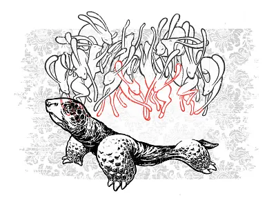 Slow & Steady drawing editorial fable hare illustration ink line art pattern pencil sketch tortoise wallpaper