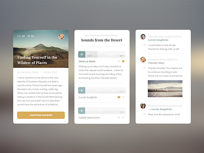 Blog Styles article audio blog chat design flat minimal mobile music ui ux