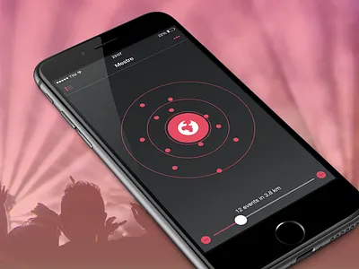 NearME events radar app color dining events interface iphone mobile nearme party radar search user experience