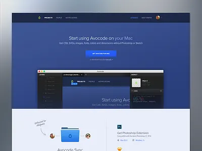Avocode Download page app avocode download mac page site ui web website wip