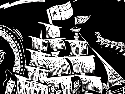 The Kraken cycling illustration kraken matt thompson team yacht club typography