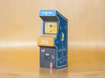 [Free blueprint & papercraft] Aerocade arcade argentina diy free freebie game illustration jsconf papercraft photo print vector