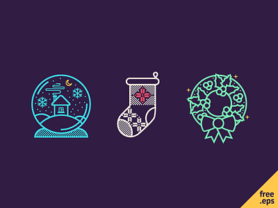 Christmas Icon set christmas eps free freebie holidays icon illustration snow snowflake sock winter year