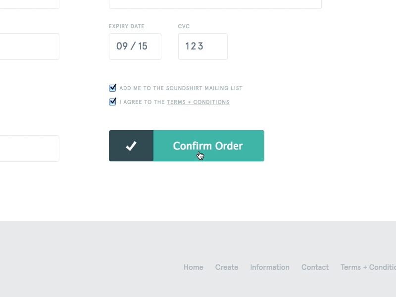 SoundShirt Payment Button button flat form hover minimal payment states ui ux
