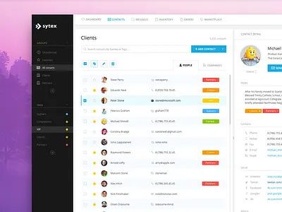 Clients App application clean crm flat interface simple ui ux web