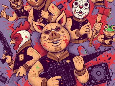 Hotline Miami axe blood frog gun hotline miami mask poster screen print secret panel video game