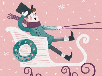 Drawlidays Day 4 drawlidays holiday illustration sleigh sleighride snow winter