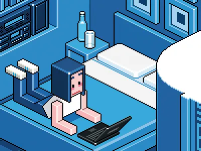 F blue character cuboys facebook interiors people pixel pixel art pixelart
