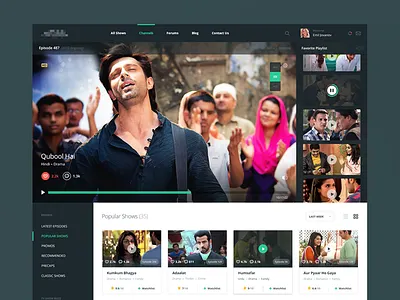 TV Shows bollywood dramas entertainment flat latest movies serials tv ui ux web