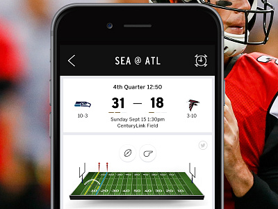 Game tracker exploration football field game tracker mobile nfl play by play players sports theme ui white
