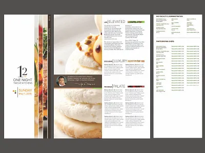 Culinary event program brochure cincinnati culinary feedback kitchen layout minimalistic program