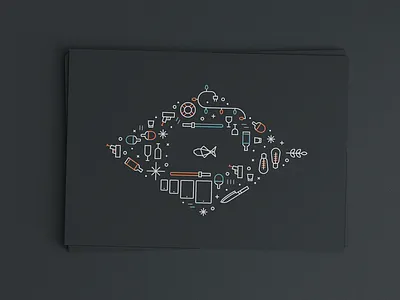 Grouper Holiday Card card christmas holiday icon illustration lightsaber line ping pong print snow