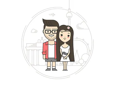 Berlin Couple berlin characters flat vector