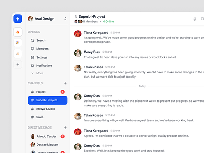 Dashboard Messaging chat chatting clean dashboard conversation dashboard email client flat inbox interface live chat messages messaging navigation navigation bar saas saas dashboard side menu social media tab video call