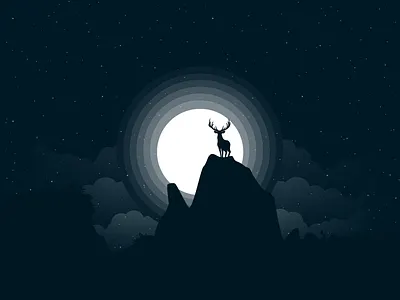 Vector illustration concept "Deer" animal art christmas clean concept creative dark deer design illustration minimal moon nature new year night simple sky vector wild zajno