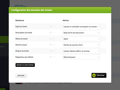 Mapping fields popin fields iadvize integration mapping salesforce