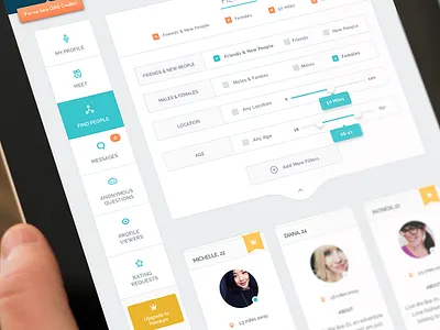 New Social Dating Website app clean dashboard dating desktop flat interface ui user interface web