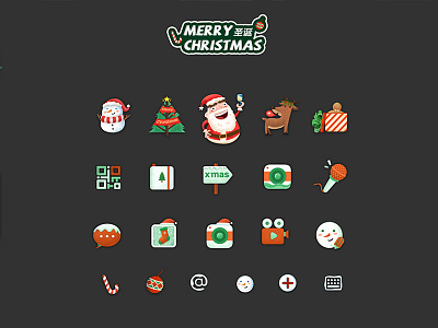 merry christmas camera chat deer icon merry christmas notebook picture present smile snow theme design tree