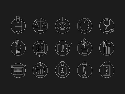 Illustration set 1px border career icons illustration job set stroke thin white