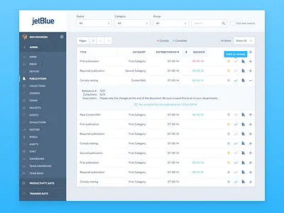 Tables app dashboard nav table ui ux