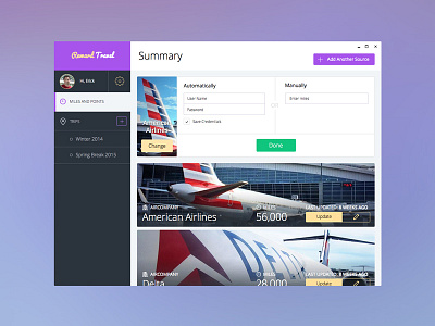 Rewards Travel application desktop organization travel ui ux