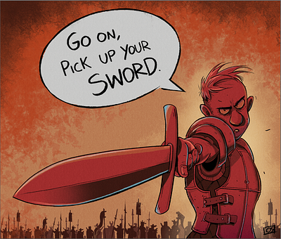 Swordman character characterdesign design illustration red sword