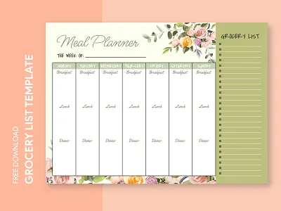 Meal Planner With Grocery List Free Google Docs Template docs document google grocery list meal menu ms planner print printing project shopping template templates word