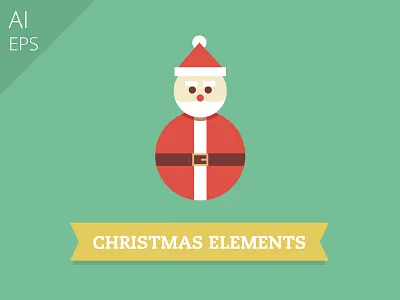 Christmas Elements candy cane christmas design flat freebie graphic holidays illustration package print santa claus vector