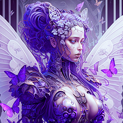 Portrait of Purple Butterfly 3d 3dart 3dillustration aiart aiartwork beauty butterfly character characterdesign digitalart digitalillustration fantasy fashion femaleportrait girl illustration portrait woman